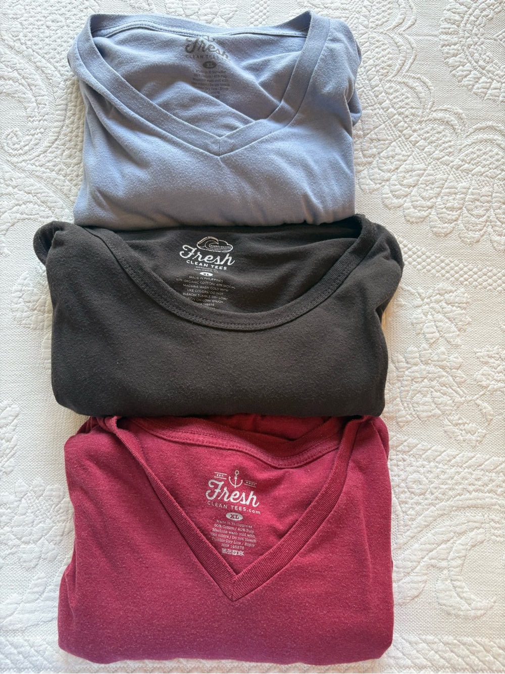 Men's Short Sleeve V-Neck Pack - Burgundy, Black, Light Blue